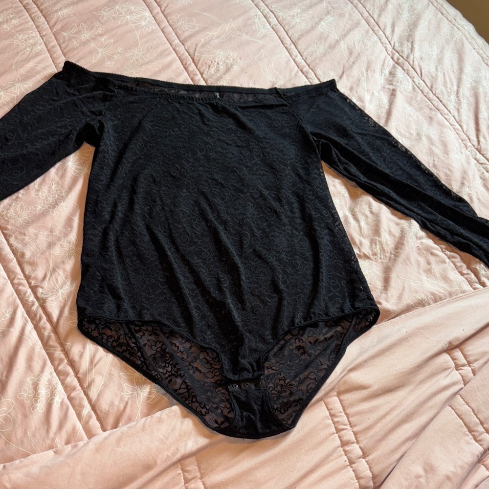 Black Lace Off-Shoulder Bodysuit Torrid Plus Size Lingerie Women’s